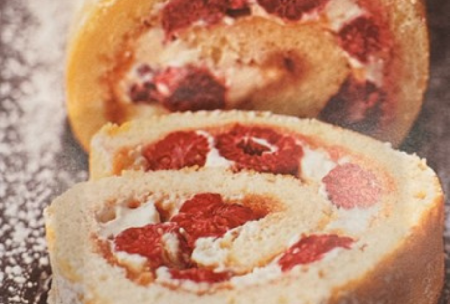 Raspberry Roulade recipe and image credit Michel Roux