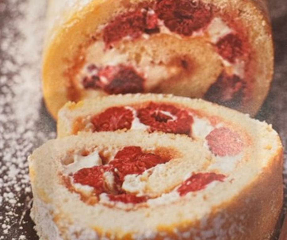 Raspberry Roulade recipe and image credit Michel Roux