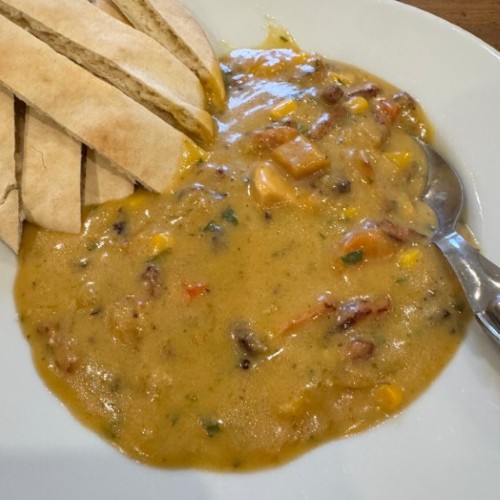 Roasted vegetables and butternut squash chowder - featured image on blog page