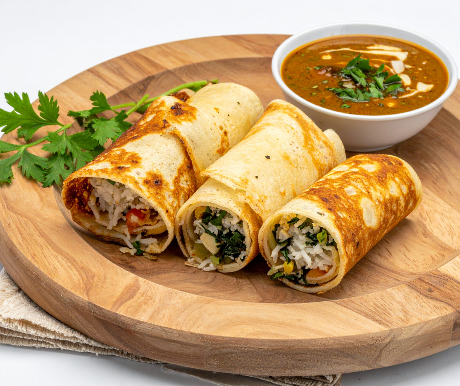 chinese chicken filled crepes with dipping sauce